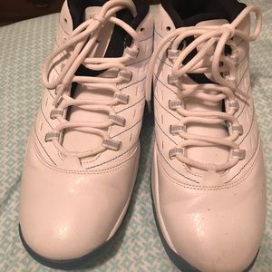 White and blue Jordans